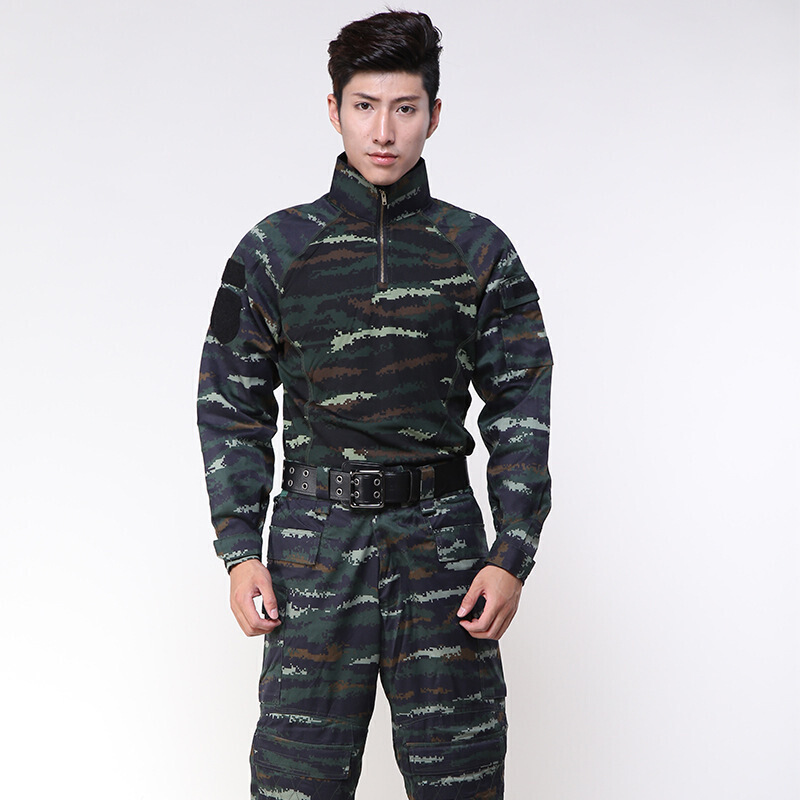 hoscene夏季07虎斑特战服迷彩服套装春秋户外体能训练服户外耐磨透气