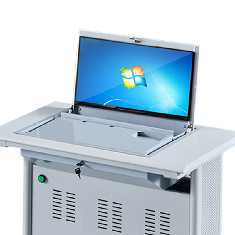 缑氏单人翻转电脑桌双人培训桌学校多媒体教室考试桌机房嵌入式学生桌051S灰白色单人(不含显示屏)高清大图