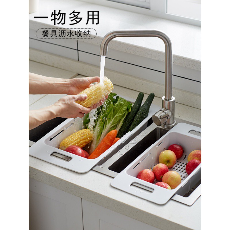 水置物架厨房沥水篮碗架可伸缩水池洗碗放碗筷碗碟池收纳洗菜盆收纳层架 三维工匠高清大图