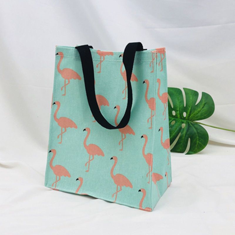 帆布袋女便携购物袋学生手提书袋饭盒袋折叠防水简致袋子小号好看的花