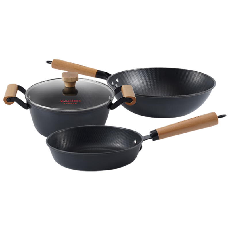 迈卡罗锅具套装炒锅汤锅煎锅导热均匀方便易清洗MC-S310A