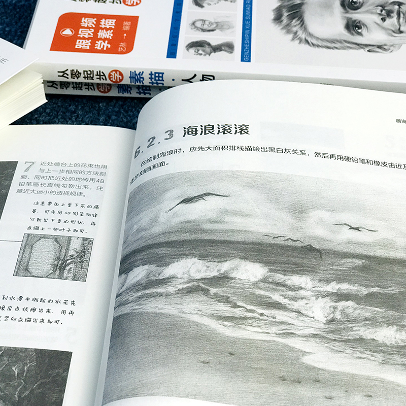 [醉染正版]从零起步学素描4本套画画素描书从入门到精通零起步基础教程静物植物动物人物风景铅笔手绘速写绘画画册成人起步美术