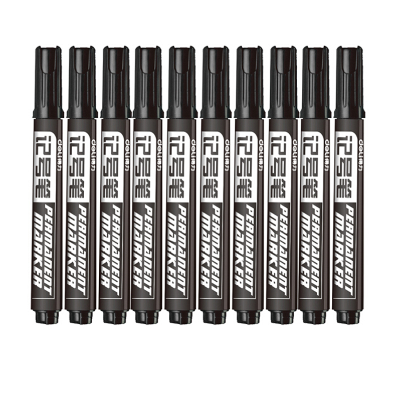 得力deli6881黑色油性记号笔10支盒粗头物流大头笔4盒件单位件参数