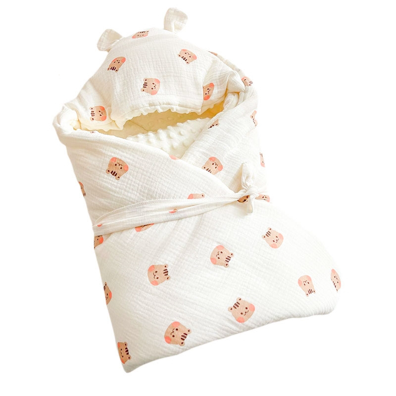 婴儿包被智扣初生抱被产房出院新生包裹被棉加厚秋冬款豆豆绒