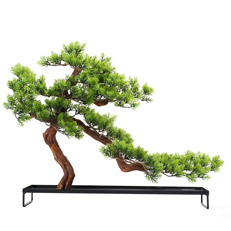 美帮汇玄关装饰品样板间软装摆件仿真新中式迎客松盆景绿植客厅酒店家居图片