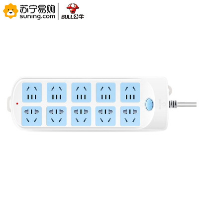 公牛(BULL)插座 接线板 605 10位总控 全长5米 单个装
