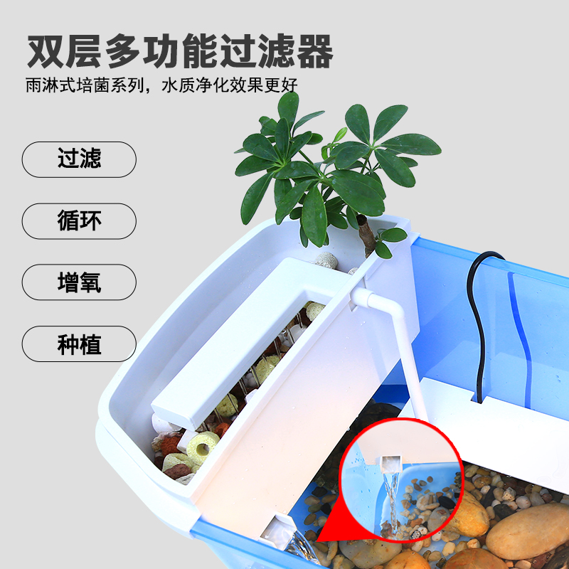 乌龟小乌龟缸带晒台大型养龟的专用缸鱼缸养乌龟别墅水龟盆水陆缸高清大图
