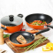 炊大皇锅具套装不粘炒锅煎锅汤锅三件套装锅燃气煤气灶明火专用中国红橙意三件套