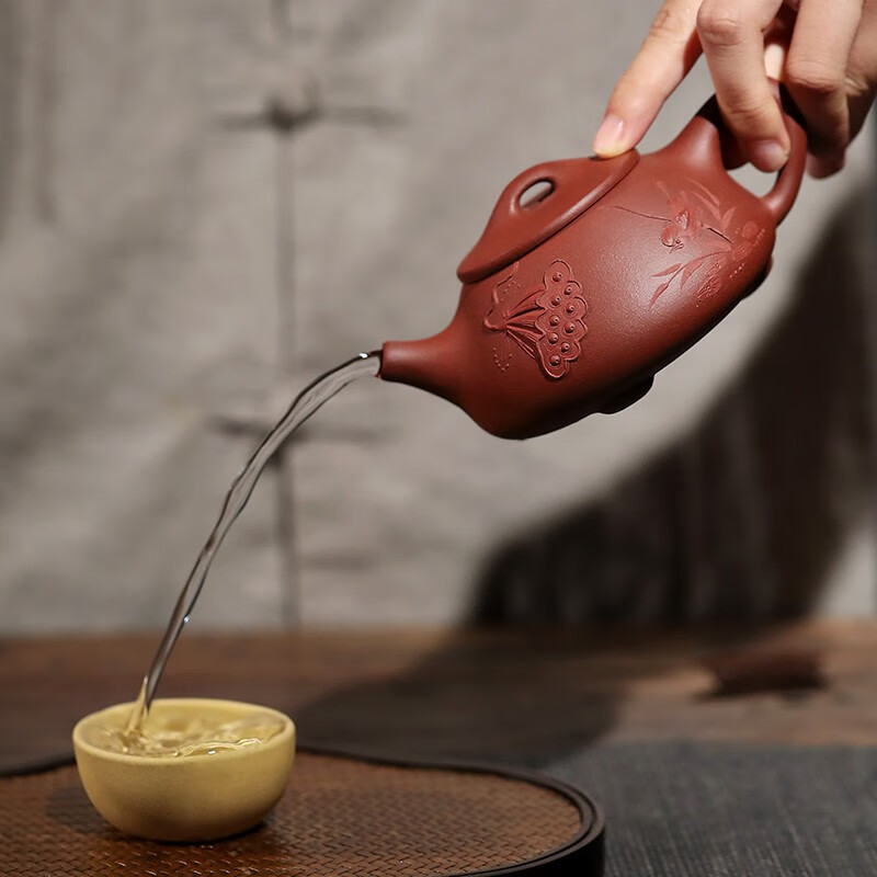 金镶玉 蔡顺祥景舟泥绘石瓢壶 紫砂壶 名家茶壶沏茶泡茶功夫茶具 200ml高清大图