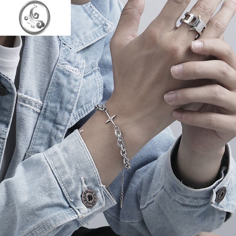 JiMi星芒手链男潮ins嘻哈小众设计冷淡风手串钛钢不掉色女士气质手饰图片