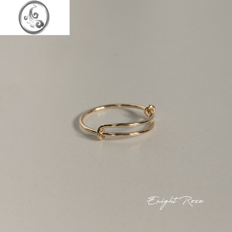 JiMi洗手不摘!14K包金指环可调节银银素圈简约戒指女小指不掉色尾戒