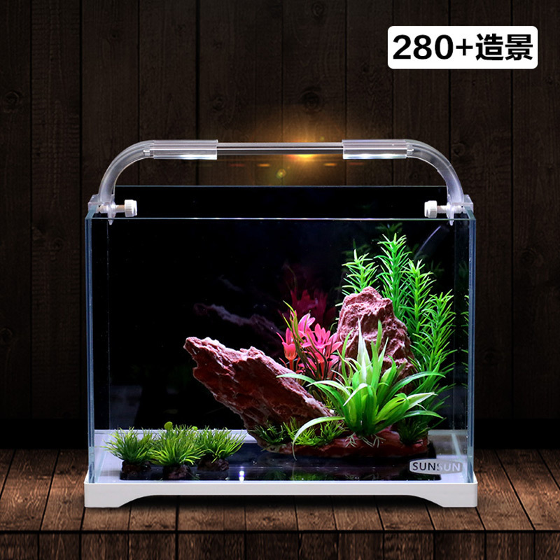 小金鱼缸小型水族箱超白玻璃客厅生态水缸斗鱼缸乌龟缸中型高清大图