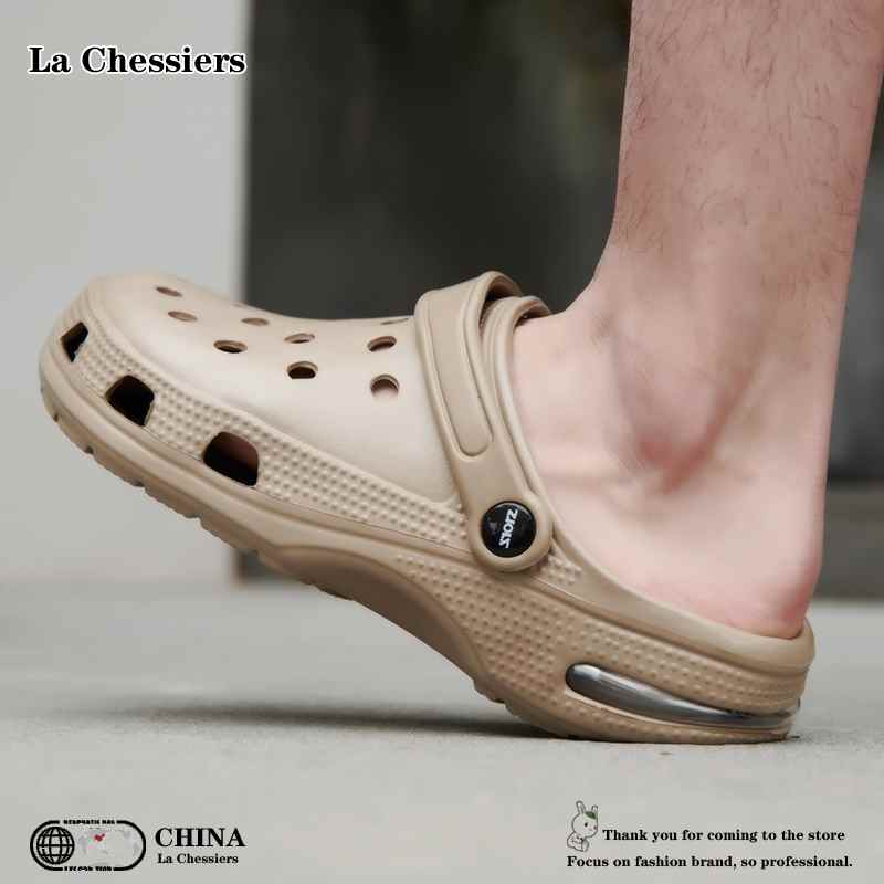 La Chessiers洞洞鞋男休闲两穿凉鞋防滑包头拖鞋夏季新品外穿家居潮流男士气垫凉拖高清大图