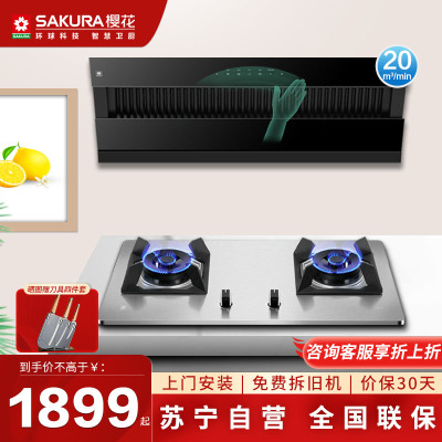 樱花(SAKURA)烟灶套餐 20立方侧吸式抽油烟机灶具 5.0火力燃气灶具 厨电烟灶套装自营JA06+GBG01天然气
