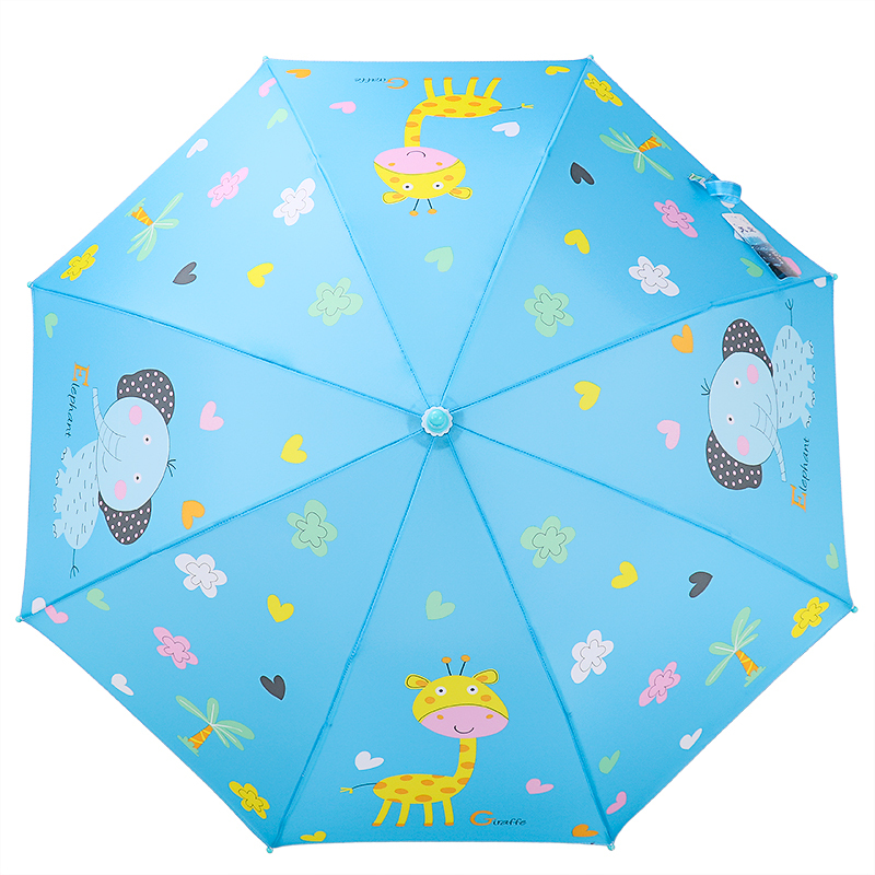 天堂伞 儿童伞直杆伞长柄伞强效拒氺晴雨伞53cm*8骨 3046E动物王国 蓝色