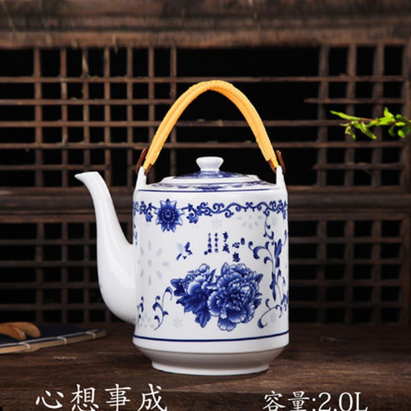 德镇陶瓷器大容量冷凉水壶陶瓷青花瓷提梁壶大号茶壶大容量多色多款多功能时尚创意生活日用家居器皿水壶