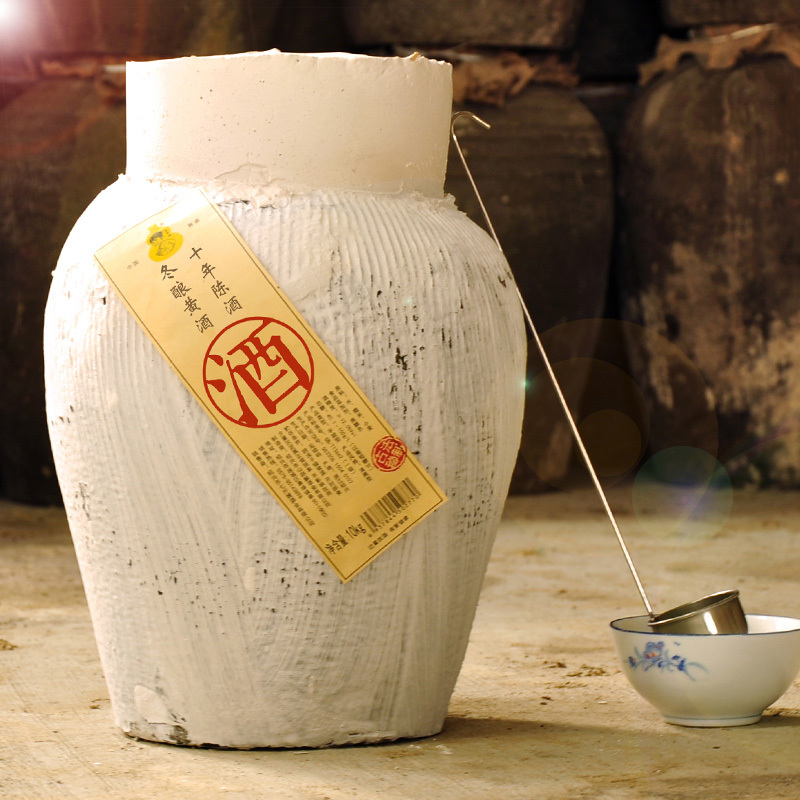 七斤嫂 绍兴黄酒 十年陈精酿糯米绍兴花雕酒半甜型10KG20斤坛装