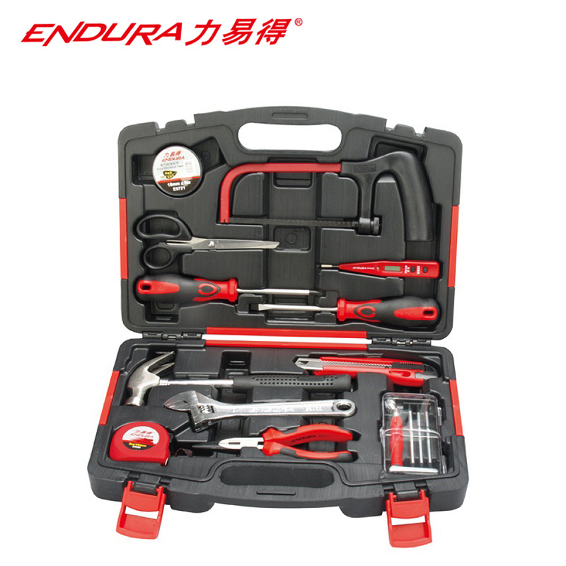 力易得(ENDURA) 15件套家用工具组套 维修组套 手动工具组套五金工具箱 货号E1001