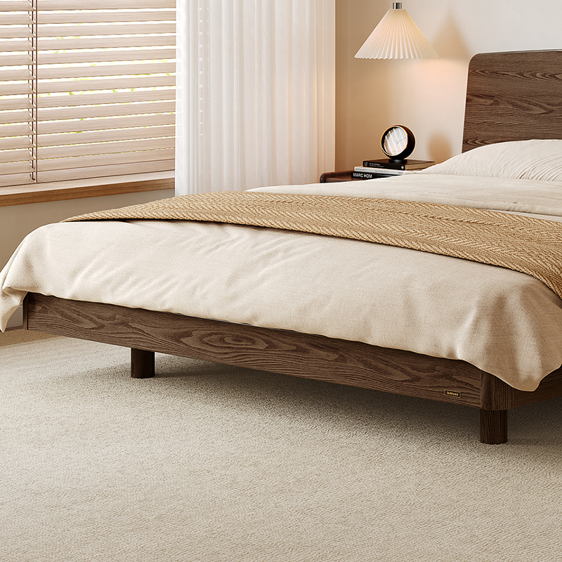 全友家居 全木床原木风双人床现代简约主卧室大床家具高清大图