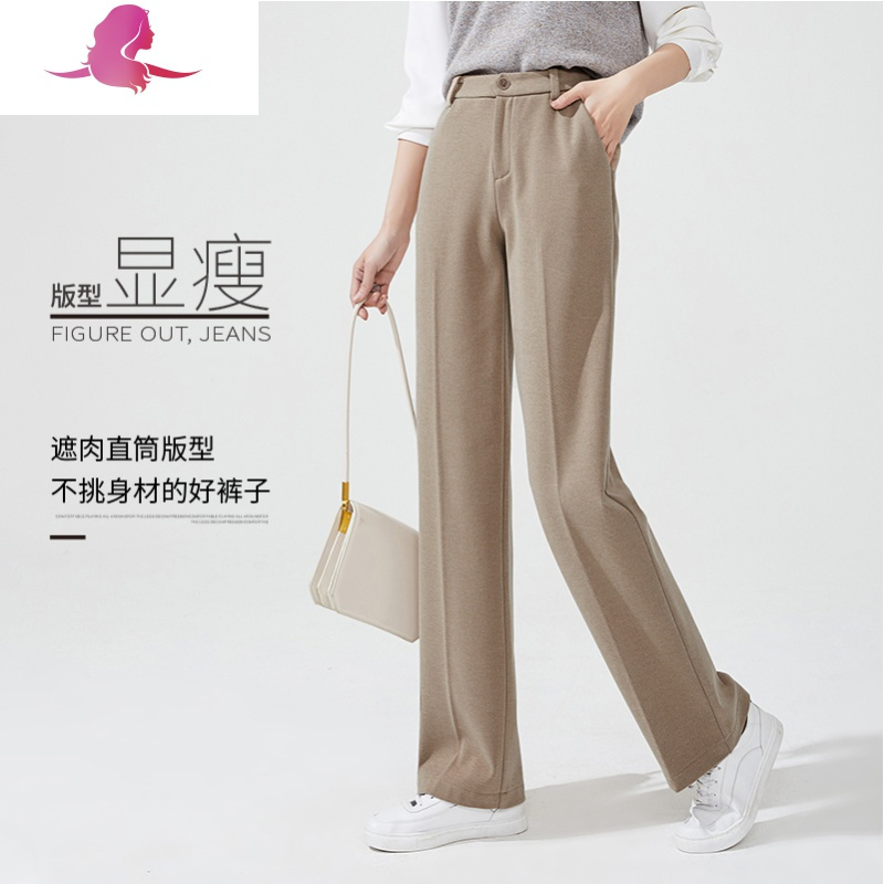 艳如飞逸阳加厚毛呢阔腿裤女秋冬2020新款高腰直筒宽松西装垂感休闲裤子