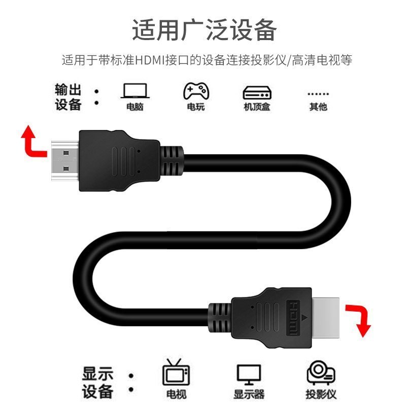 晶华 HDMI线2.0版高清4K数字3D视频线电脑笔记本机顶盒连接电视显示器投影仪连接线黑色1.5米(5条装)K102