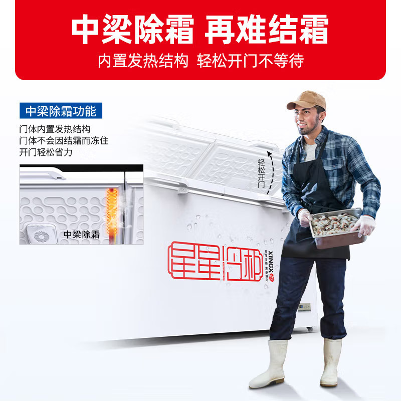星星(XINGX) 716升 商厨商用单温大冰柜 卧式双门顶开门 单箱变温冷柜 冷藏冷冻转换柜 BD/BC-716E高清大图