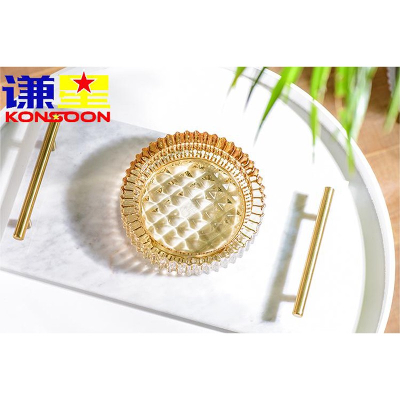 谦星 水晶玻璃烟灰缸酒店办公室烟缸烟碟 特大钻石切面透明180*64mm高清大图