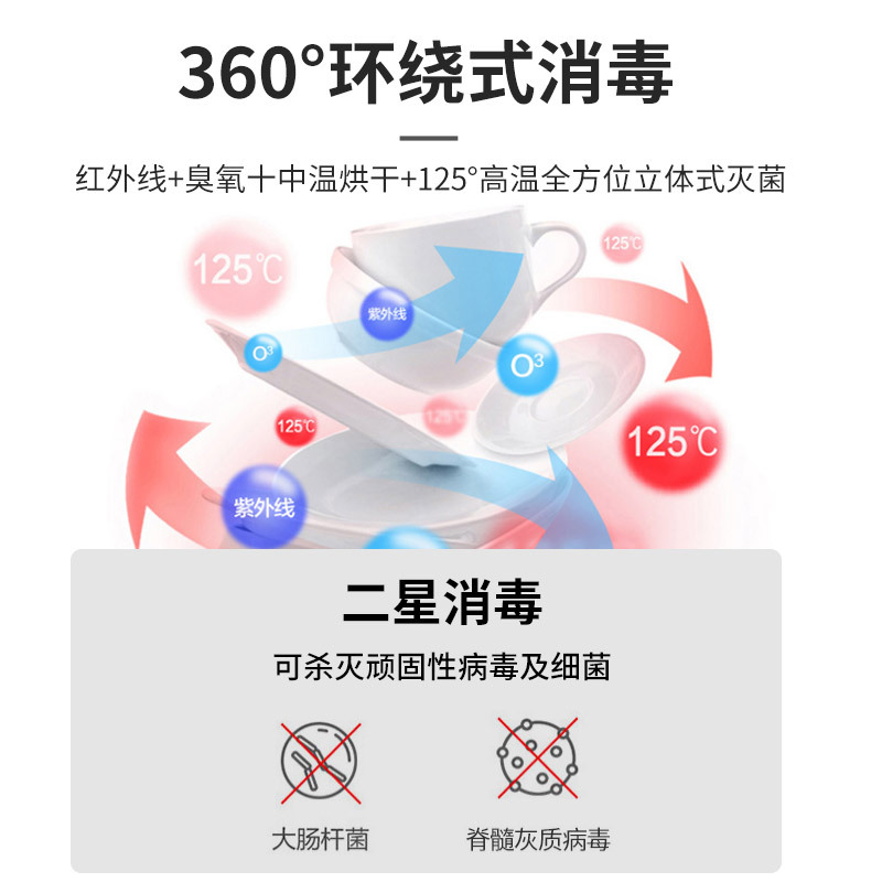 马可波罗 消毒柜立式150L大容量家用触摸控制125°C高温消毒烘干餐具碗柜上下双层碗筷保洁柜G03-150