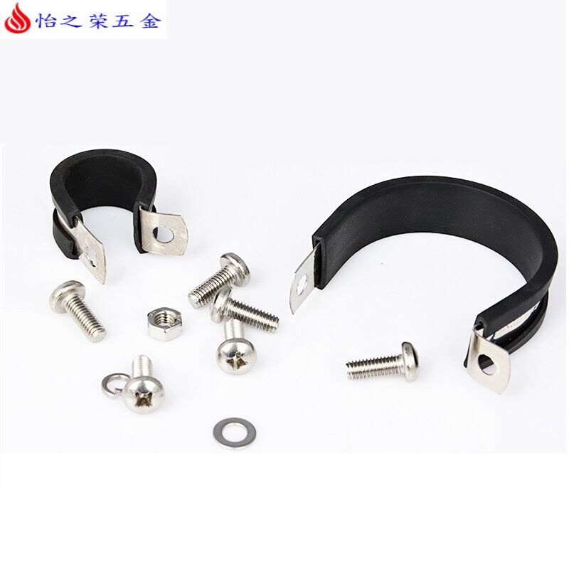 304不锈钢连胶条喉箍 连胶条卡箍 304不锈钢喉箍 R型管夹 直径34mm图片