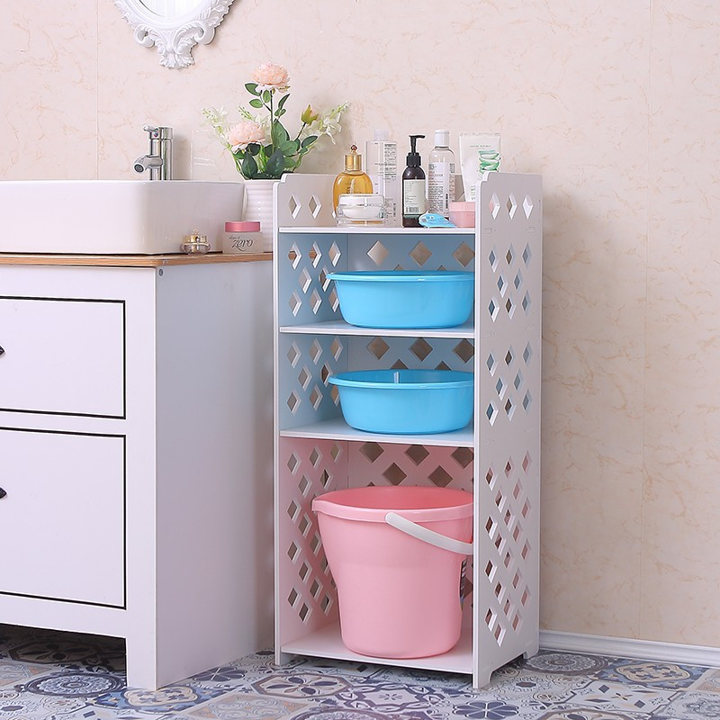 卫生间置物架落地防水浴室置物柜洗手台脸盆架厕所洗漱用品收纳柜三维