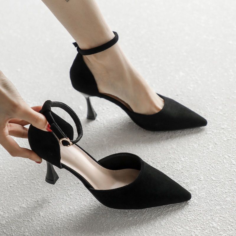 真皮黑色高跟鞋女细跟性感时尚成人礼春季2021新款单鞋子女鞋学生
