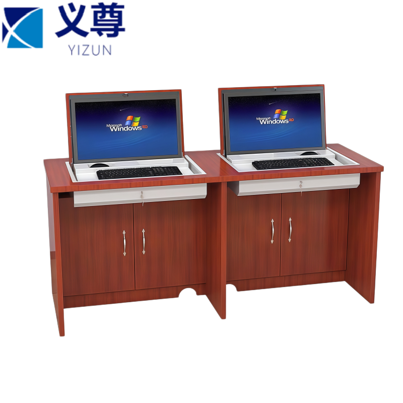 义尊 翻转电脑桌 双人 张高清大图