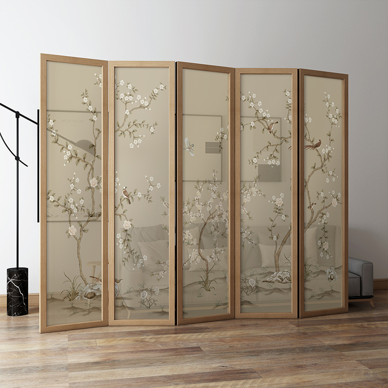 中式屏风客厅玄关简约现代遮挡家用酒店装饰卧室折叠移动隔断折屏 3扇50*190CM(樟子松）