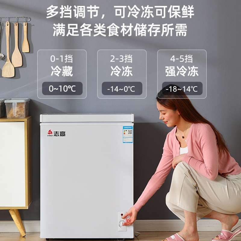 志高chigo小冰柜家用小型冷藏保鲜冷冻卧式冷柜冷冻柜两用单温小冰箱