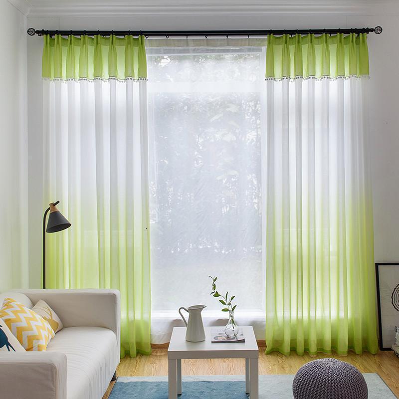 窗纱纱帘五彩渐变北欧窗帘成品飘窗简约现代客厅阳台纱 打孔加工-(请备注颜色） 1.5宽*2.0高