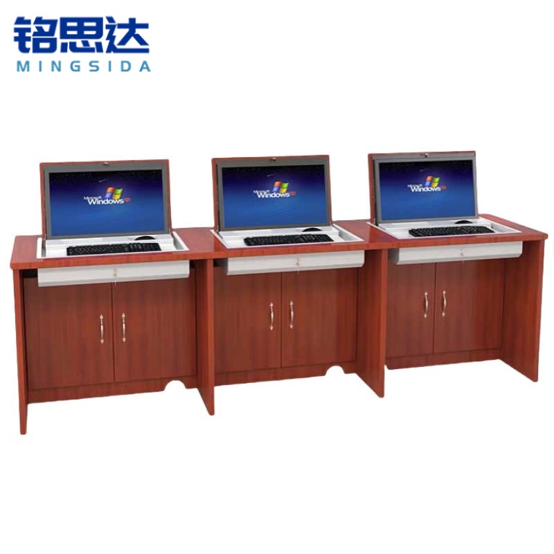 铭思达翻转电脑桌三人张高清大图