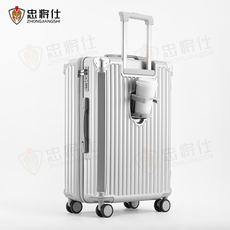 忠将仕 多功能行李箱万向轮结实耐用旅行密码拉杆箱 银色20英寸 ZJS-A996S-8088Y-20高清大图