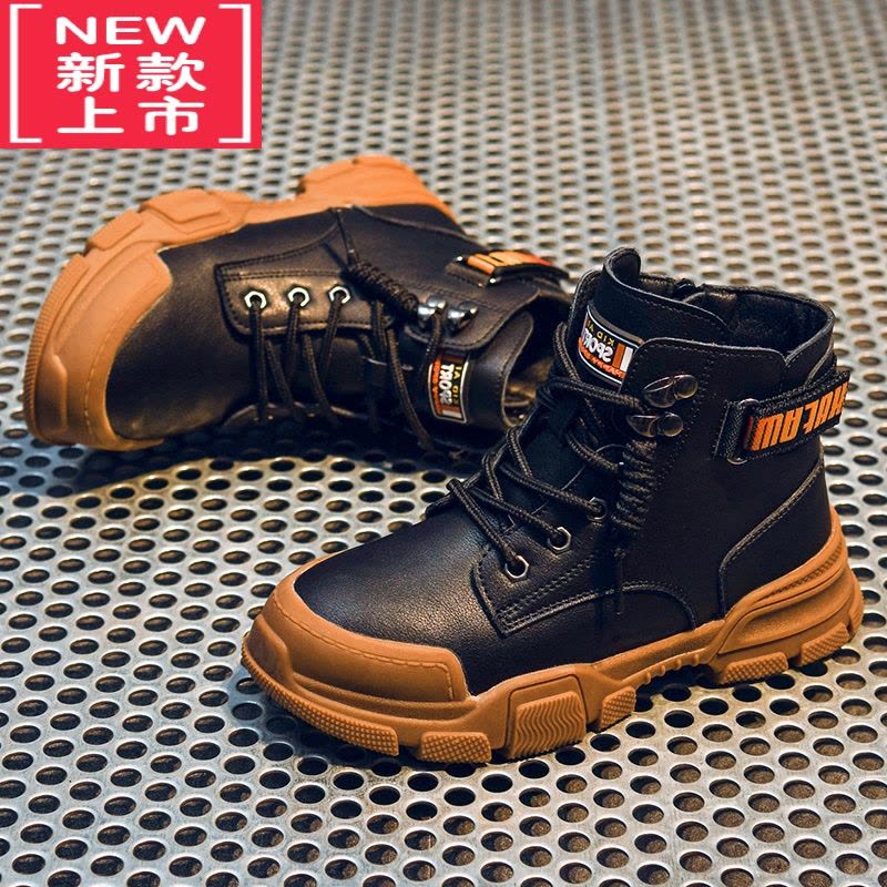 可莉允男童马丁靴儿童鞋子秋冬加绒加厚中大童棉鞋2022年新款小孩童靴子图片