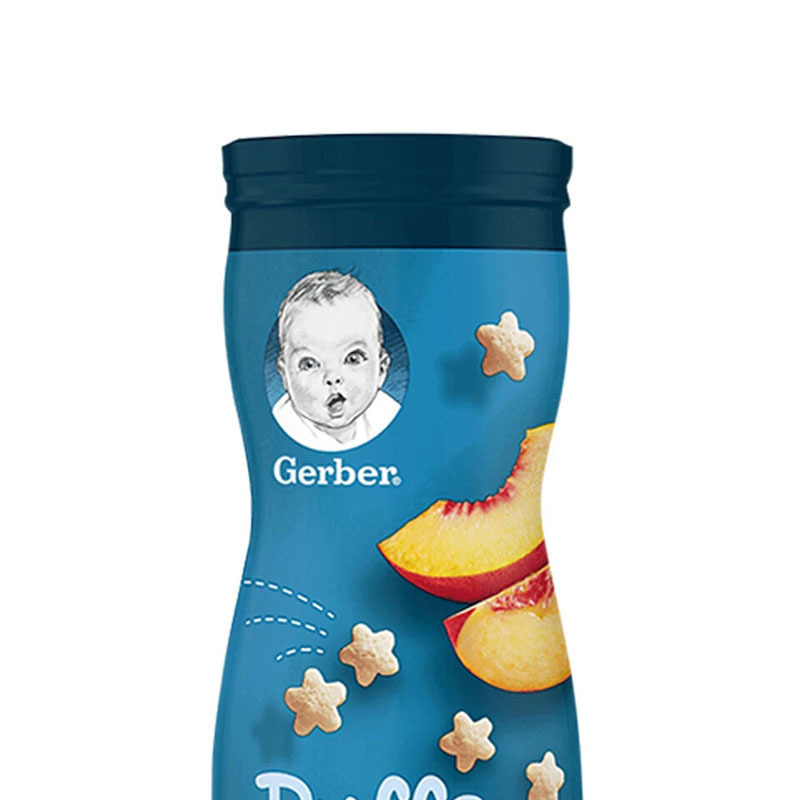 嘉宝Gerber美国进口儿童零食泡芙 蜜桃味星星米饼42g高清大图
