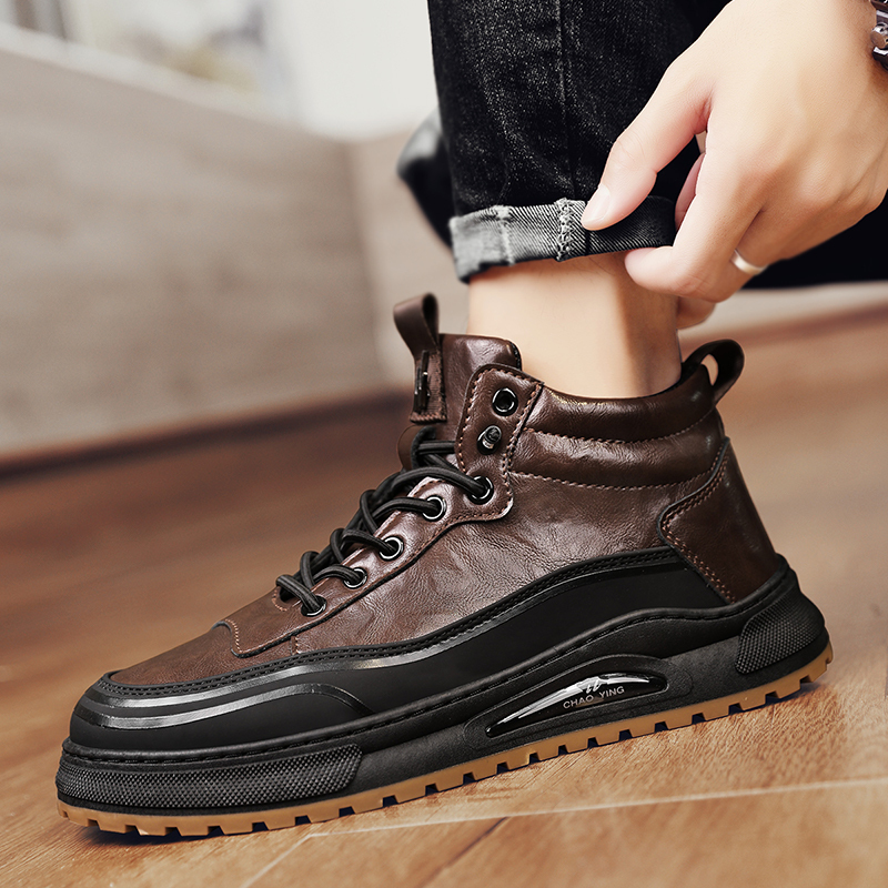 线下专柜同款卡帝乐鳄鱼cartelo新款中帮男士时尚休闲皮鞋板鞋男鞋