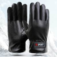 皮手套男士冬季骑行加绒加厚保暖防风防水触屏冬天摩托车手套 仿鹿皮贴标【加厚拉绒内里】8498