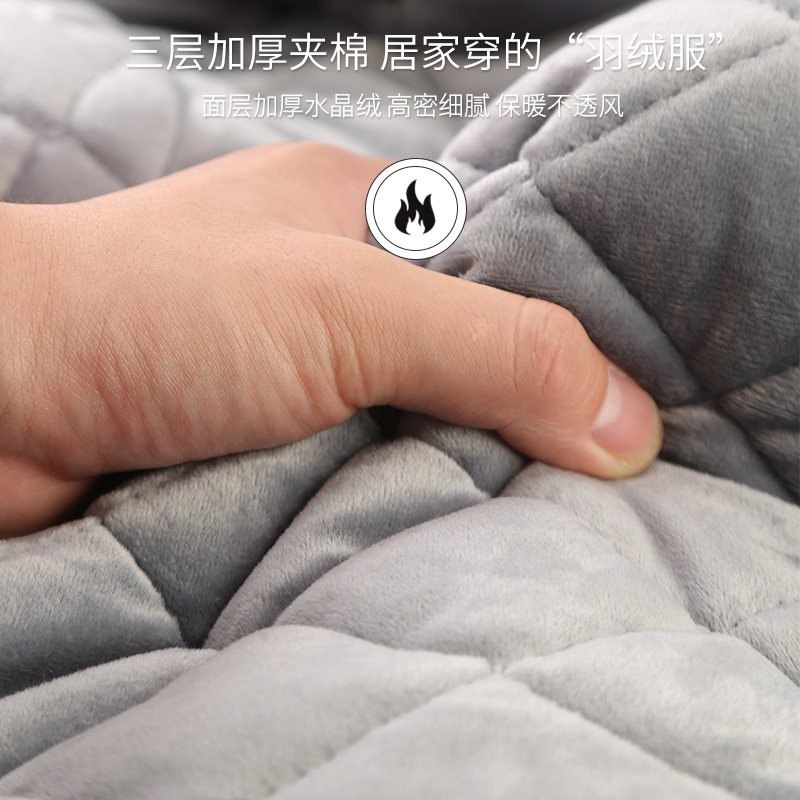 秋冬儿童法兰绒夹棉睡衣加厚男女童小孩宝宝水晶绒保暖家居服套装莎丞