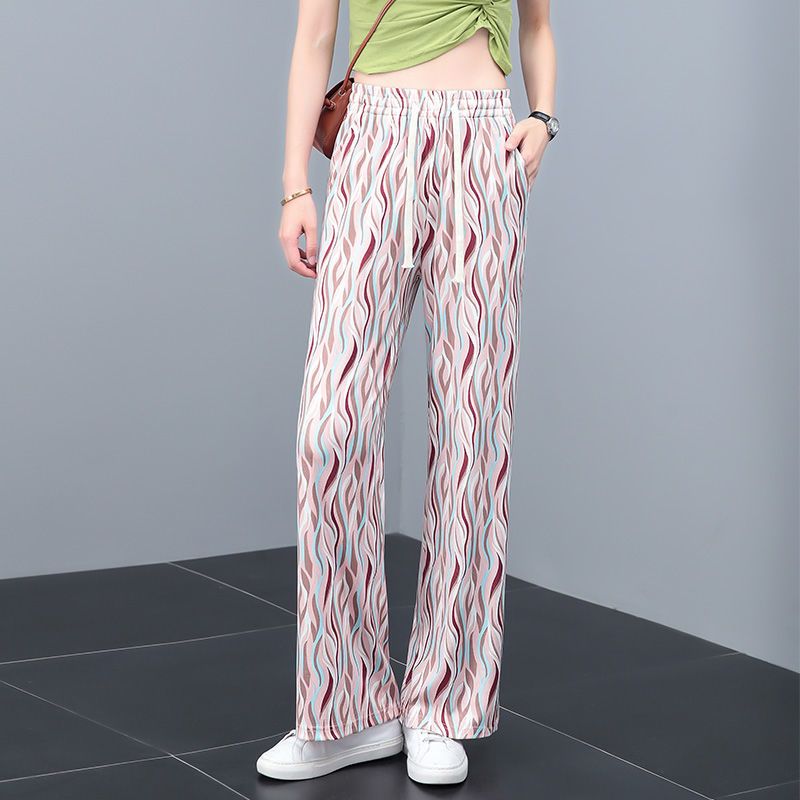 真维斯波浪阔腿裤女夏季薄款显瘦长裤子高腰宽松休闲裤百搭直筒裤