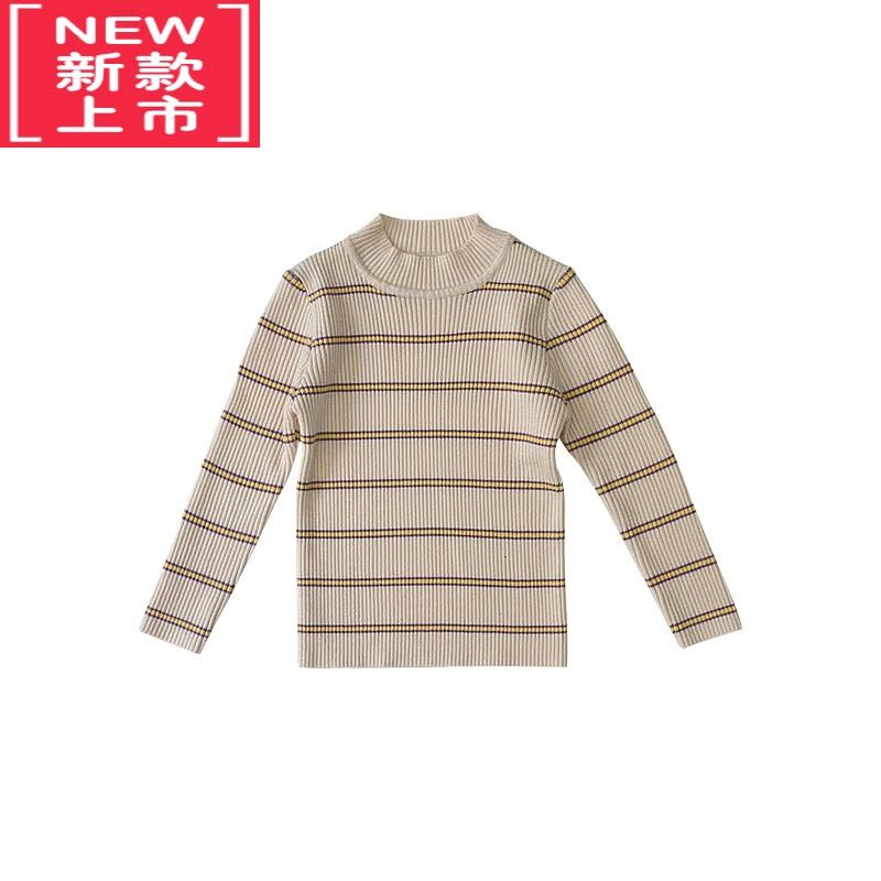 可莉允萌萌哒儿童高领毛衣小童撞色条纹针织衫男童女童秋冬装打底衫新款图片