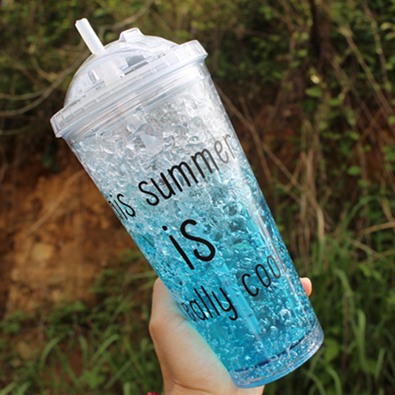 龙猫450毫升平盖绿色夏日碎冰杯奶茶水杯冰酷杯随手杯女学生韩版制冷