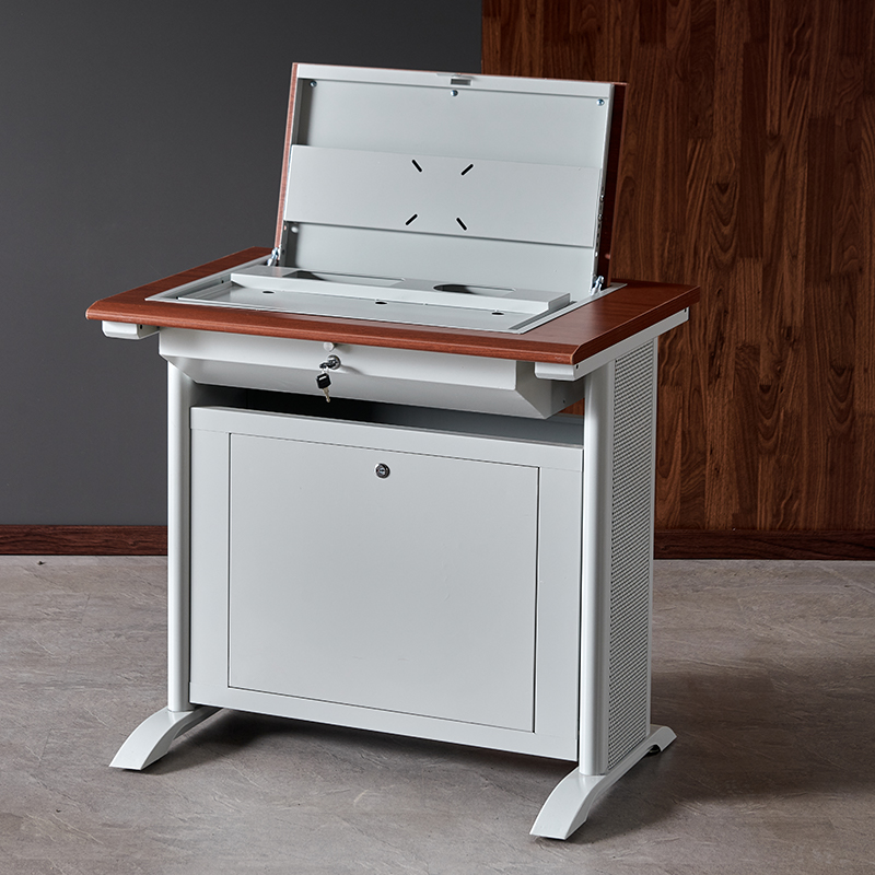 臻远ZY4012404隐藏式翻转电脑桌培训桌教室机房多媒体学习桌办公桌A款单人位高清大图