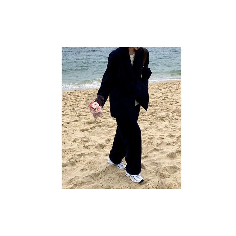 浅川酒一西装套装女春秋季韩版气质灯芯绒2021年新款休闲西服外套