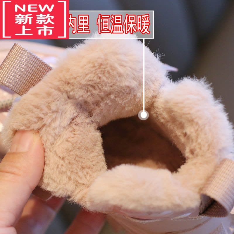 可莉允女童雪地靴2022年冬季新款男童雪地棉加绒加厚中大童棉鞋儿童棉靴图片