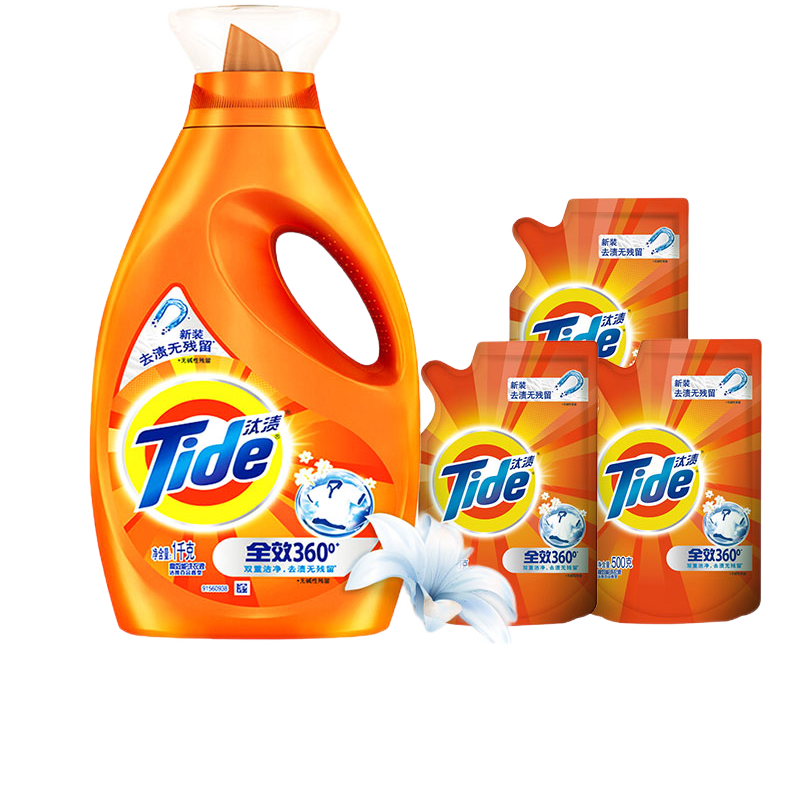 汰渍洗衣液全效360度洁雅百合香型洁净去渍无残留持久留香手洗机洗