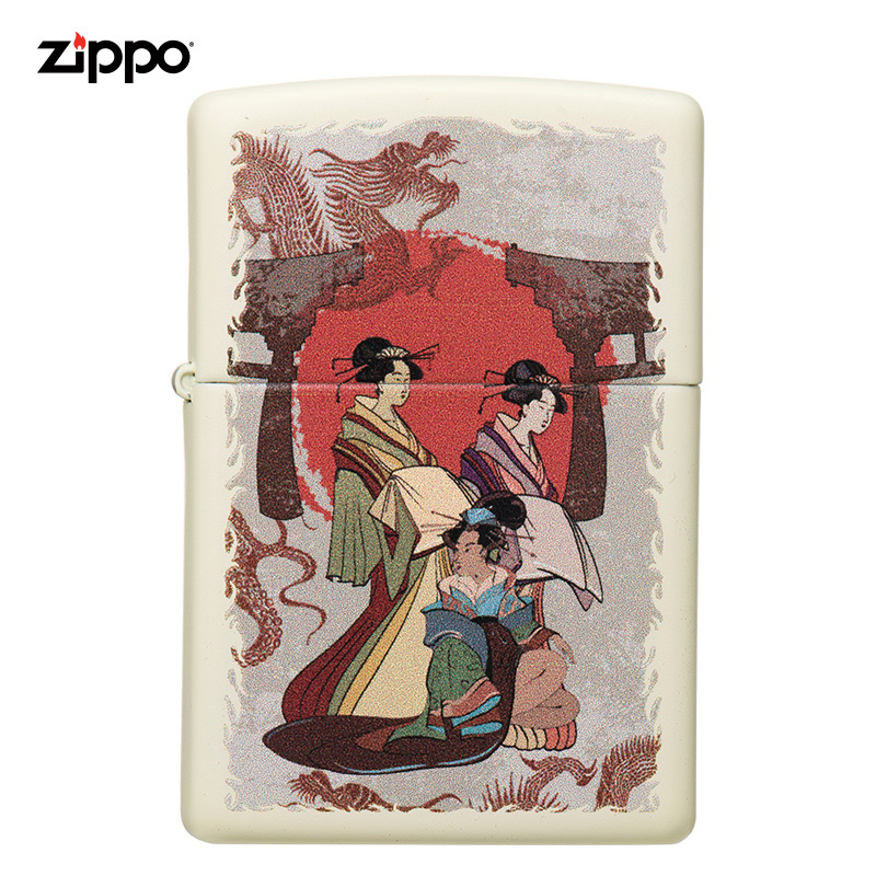 Zippo打火机美国进口之宝防风打火机芝宝白色216-C-000004日式和风